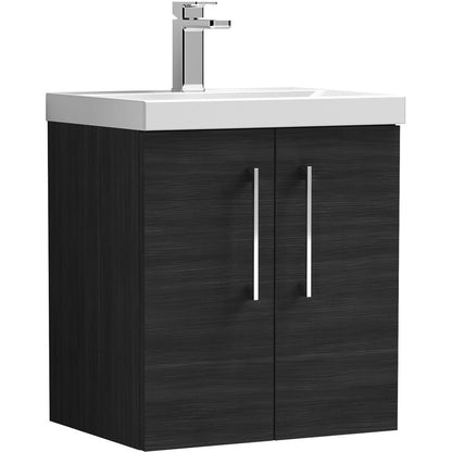 nuie Arno Double Door Wall Hung Vanity Unit Charcoal Black 500mm With Standard Basin