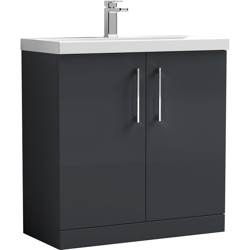 nuie Arno Double Door Floor Standing Vanity Unit Soft Black 800mm With Standard Basin