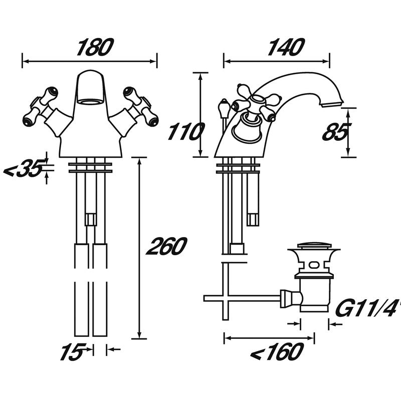 Bristan Colonial Taps Basin Mixer