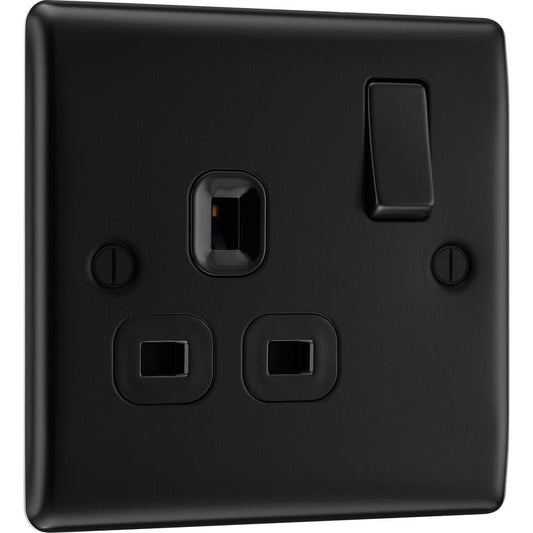 BG Nexus Metal Matt Black 13A Switched Socket