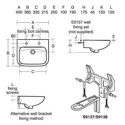 Armitage Shanks Portman 21 Cloakroom Basin 40cm 2 Tap Hole