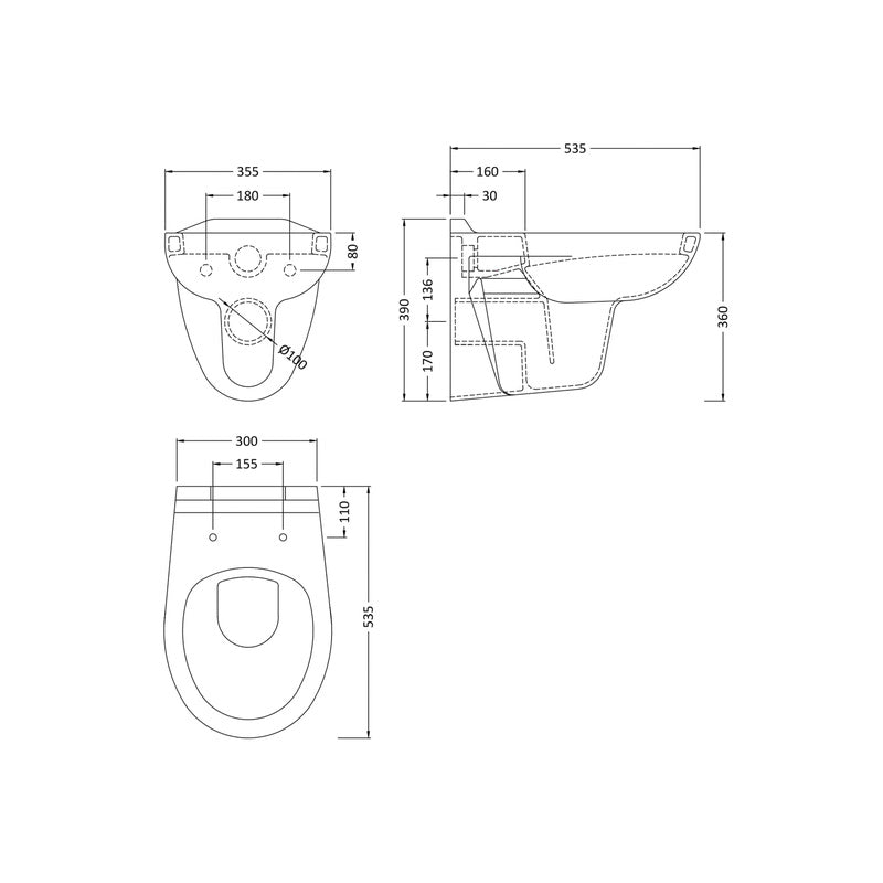 nuie Melbourne Wall Hung Toilet with Soft Close Seat