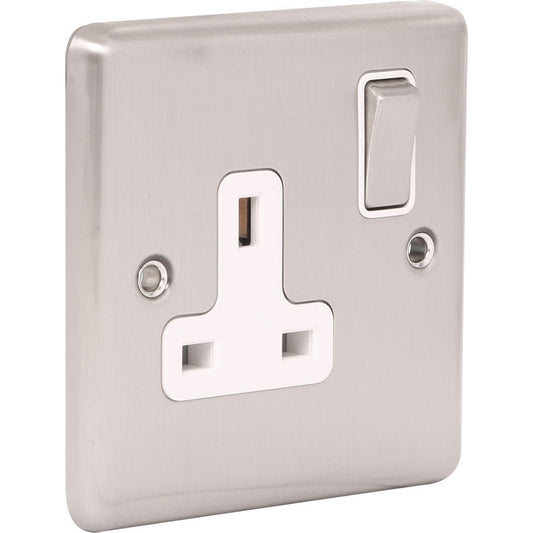 Wessex Brushed Stainless Steel 13A DP Switched Socket