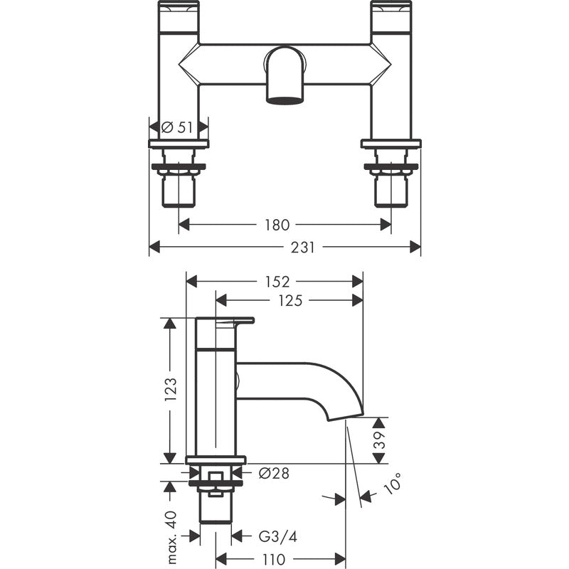 Hansgrohe Vernis Blend Taps Matt Black Bath Filler