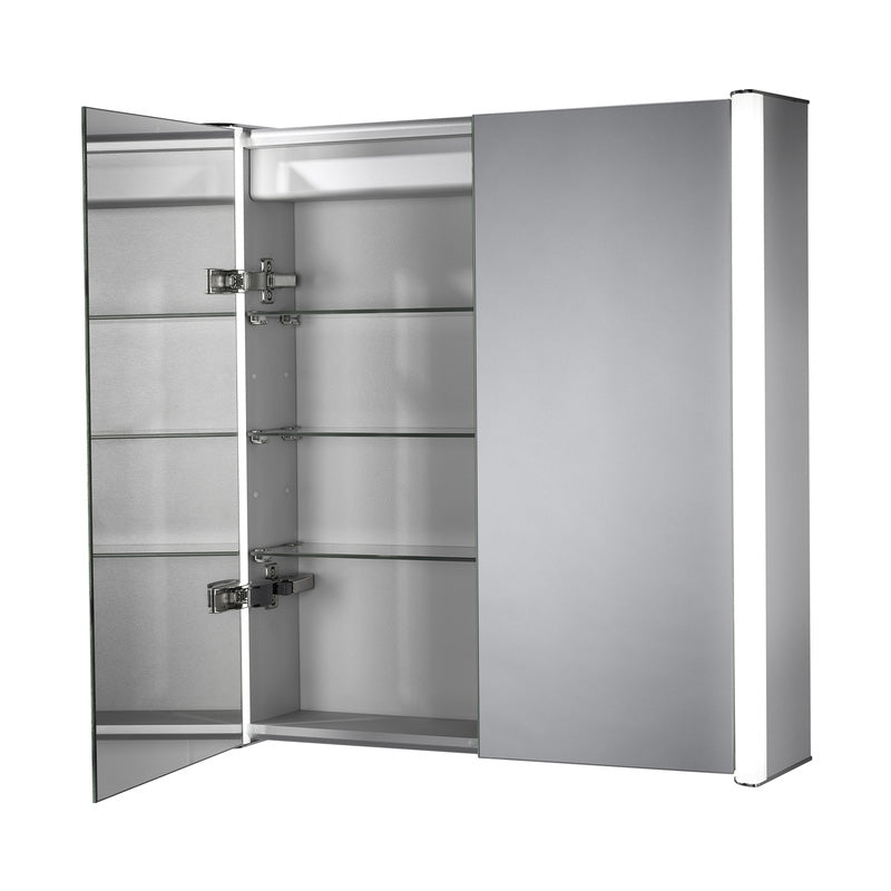 Sensio Aspen LED Mirror Bathroom Cabinet Double Door With Shaver Socket Cool White 704 x 658mm