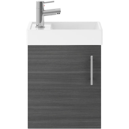 nuie Vault Single Door Compact Wall Hung Vanity Unit with Ceramic Basin 400mm