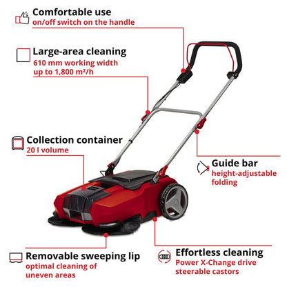 Einhell PXC 18V Cordless Floor Sweeper Body Only