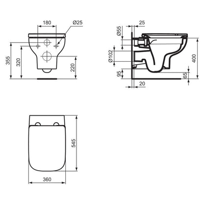 Ideal Standard i.life A Wall Hung Toilet and Soft Close Seat