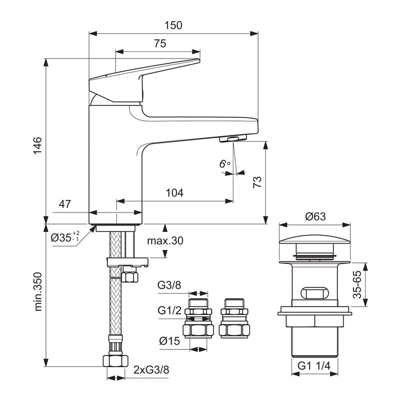 Ideal Standard Ceraplan Taps Basin Mixer