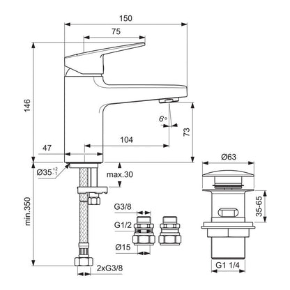 Ideal Standard Ceraplan Taps Basin Mixer