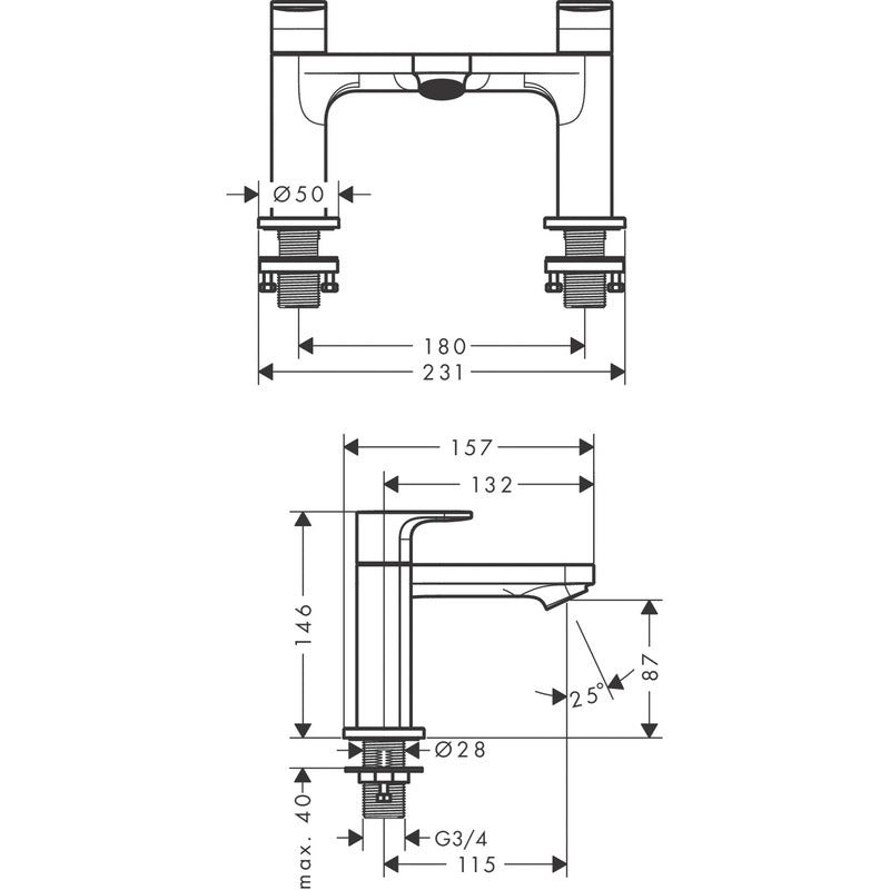 Hansgrohe Vernis Blend Taps Matt Black Bath Shower Mixer