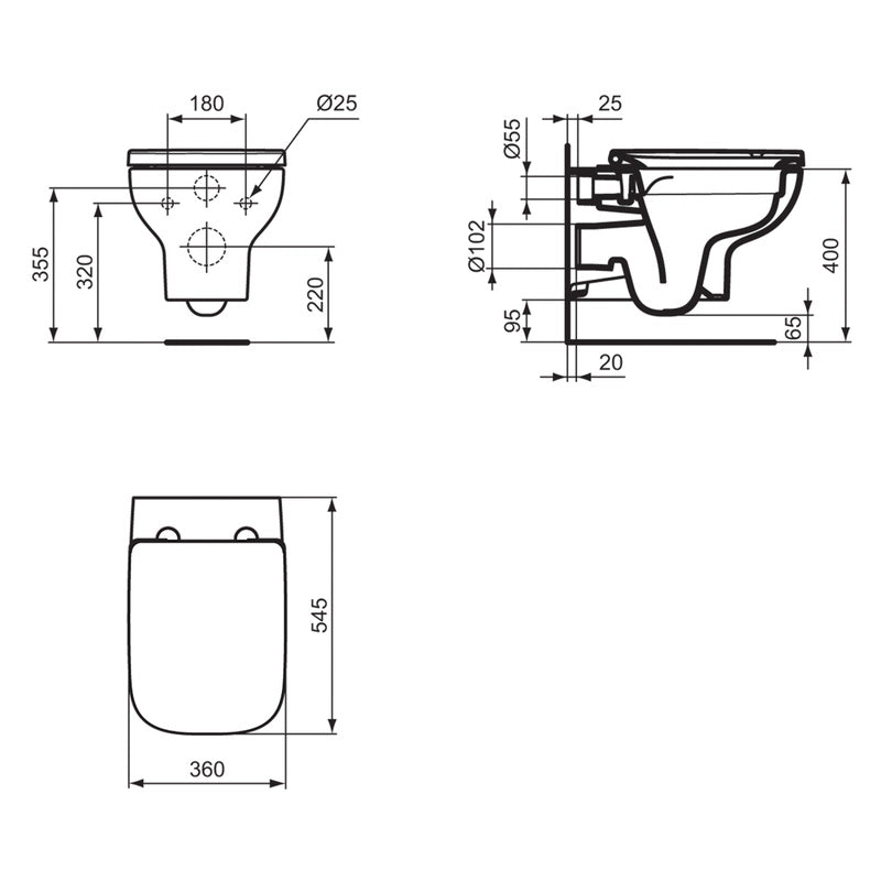 Ideal Standard i.life A Wall Hung Toilet with Wall Frame and Soft Close Seat