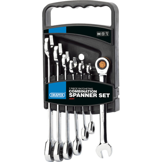 Draper HI-TORQ® Metric Ratcheting Combination Spanner Set 7 Piece