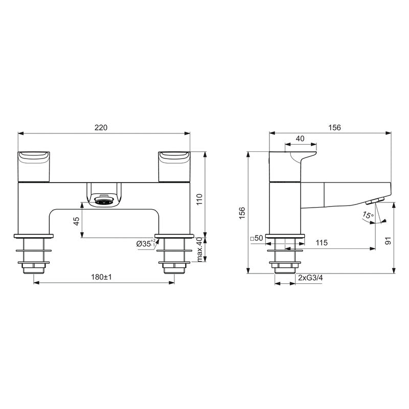 Ideal Standard Ceraplan Taps Bath Filler