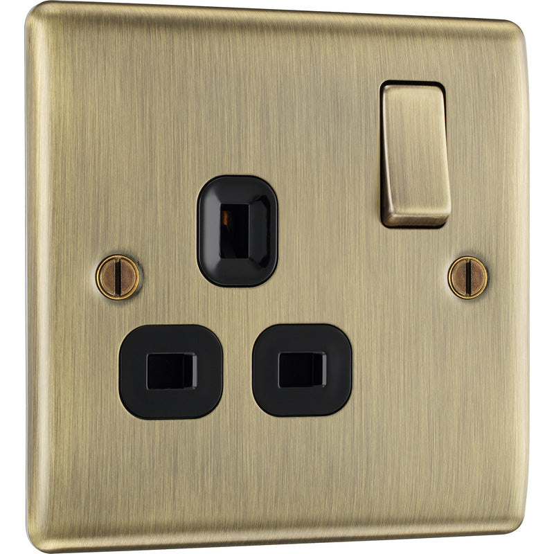 BG Nexus Metal Antique Brass Switched Socket 13A