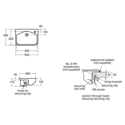 Ideal Standard i.life S Semi-Recessed Basin 50cm 1 Tap Hole