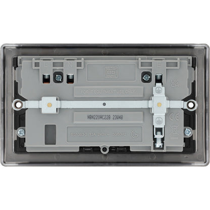 BG Nexus Metal Black Nickel Power Socket With USB A+C  2 Gang