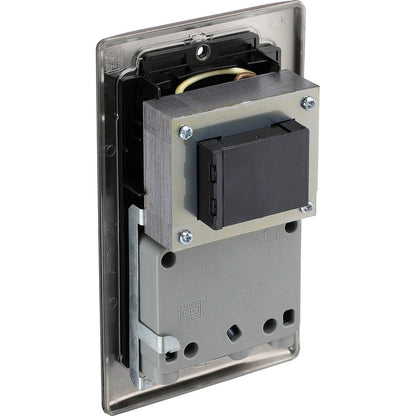 BG Nexus Metal Black Nickel Dual Voltage Shaver Socket 2 Gang Vertical