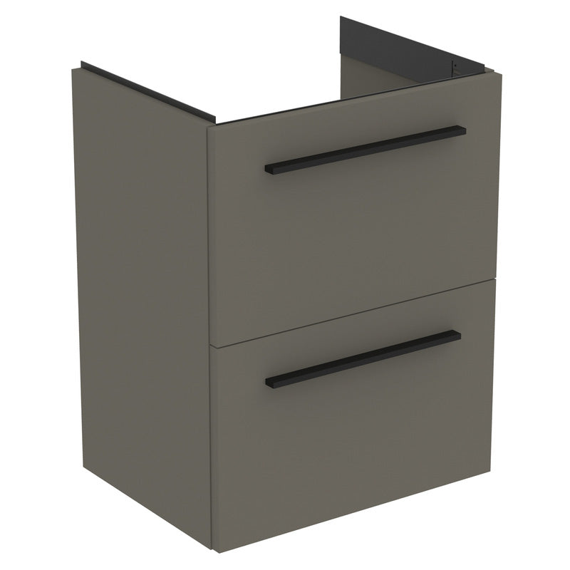 Ideal Standard i.life S Compact Wall Hung Vanity Unit with Basin Matt Quartz Grey 600mm with Matt Black Handle