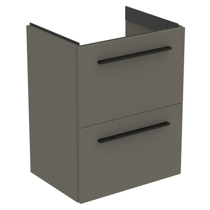 Ideal Standard i.life S Compact Wall Hung Vanity Unit with Basin Matt Quartz Grey 600mm with Matt Black Handle