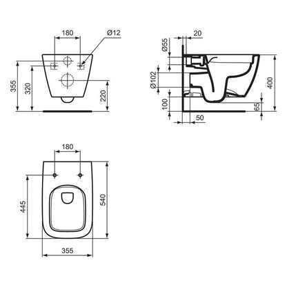 Ideal Standard i.life B Wall Hung Toilet and Soft Close Seat