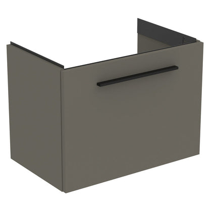 Ideal Standard i.life S Compact Wall Hung Vanity Unit with Basin Matt Quartz Grey 600mm with Matt Black Handle