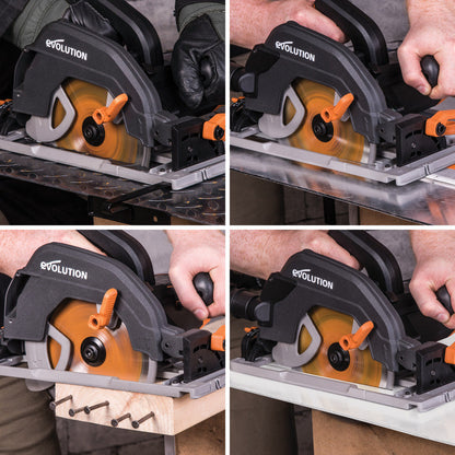 Evolution R185CCSX+ 185mm Multi-Material Track Compatible Circular Saw 230V