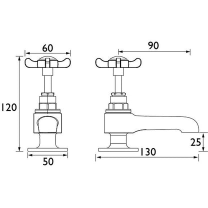 Bristan 1901 Taps Basin Pillar