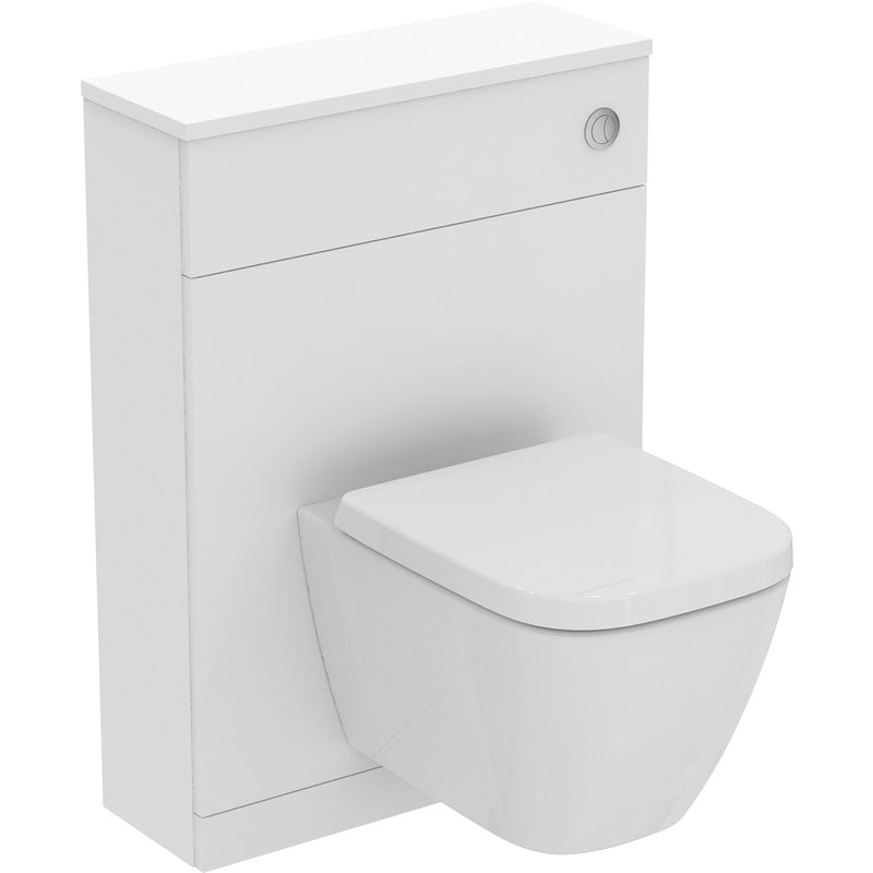 Ideal Standard i.life S Compact Matt White WC Unit and Worktop with Wall Hung Toilet and Soft Close Seat 600mm