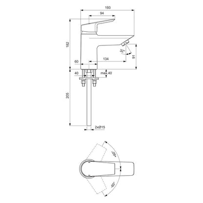 Ideal Standard Tesi Taps Bath Filler 1 Tap Hole