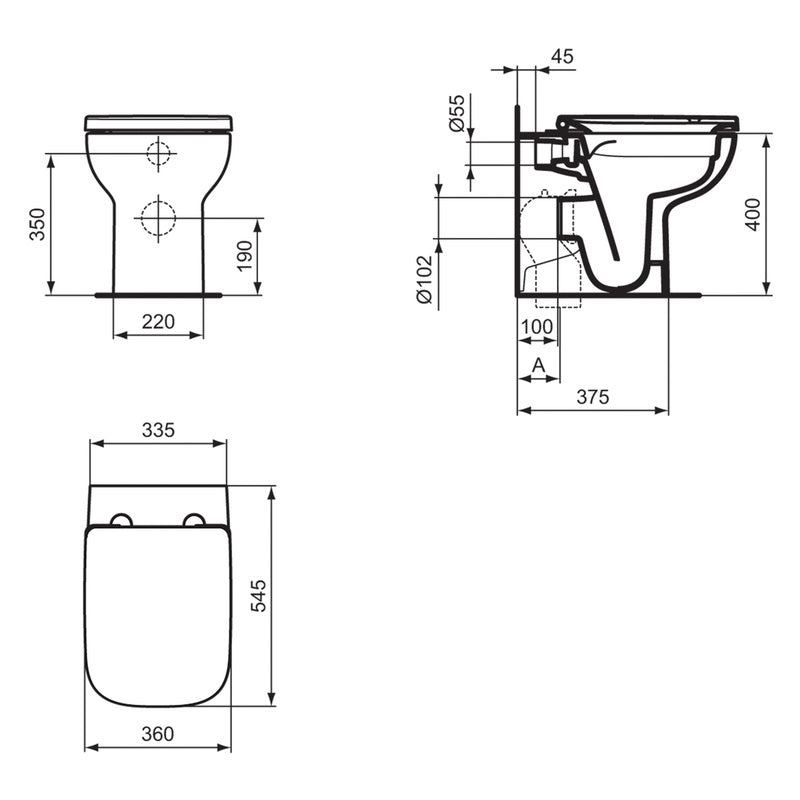 Ideal Standard i.life A Back To Wall Toilet with Concealed Cistern and Soft Close Seat