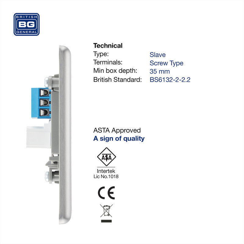 BG Brushed Steel Telephone Socket Slave