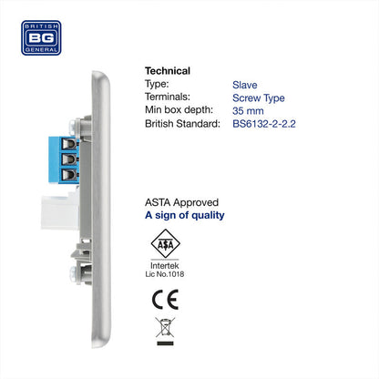 BG Brushed Steel Telephone Socket Slave