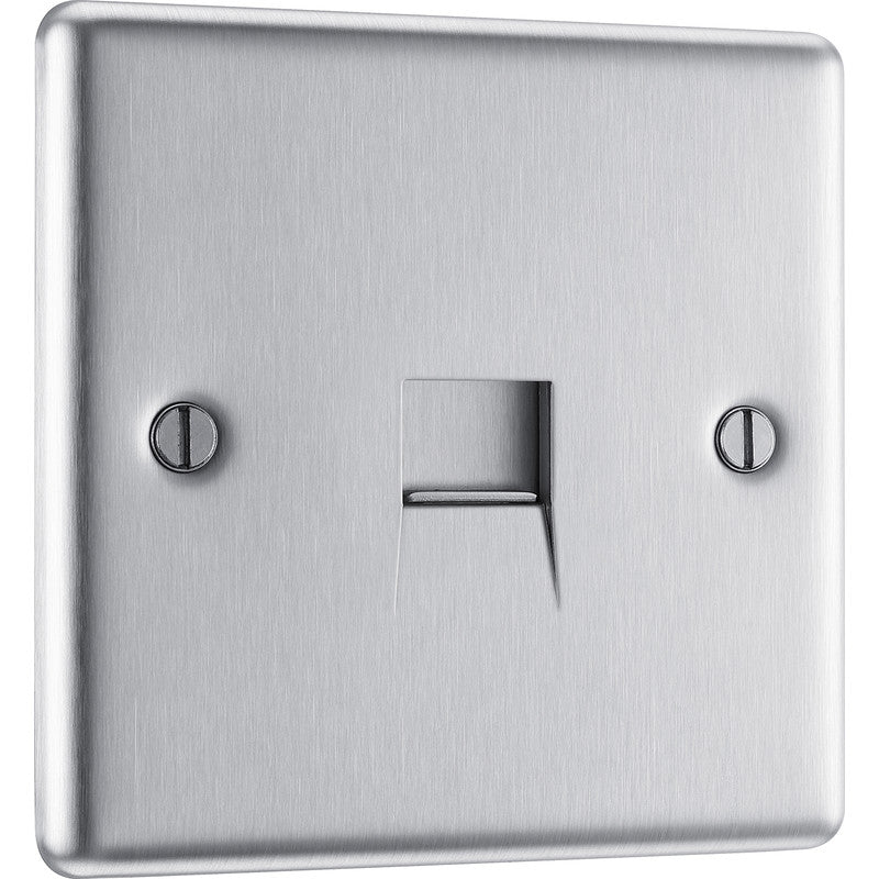 BG Brushed Steel Telephone Socket Slave