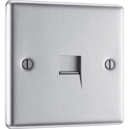 BG Brushed Steel Telephone Socket Slave