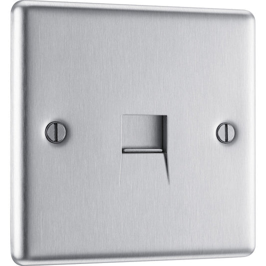 BG Brushed Steel Telephone Socket Slave