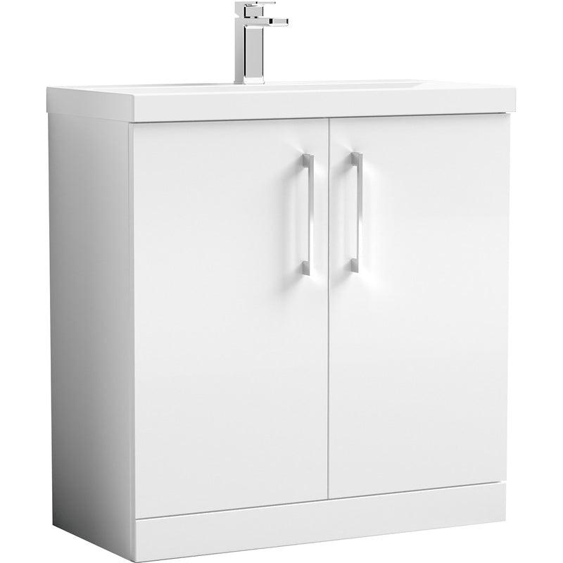 nuie Arno Double Door Floor Standing Vanity Unit Gloss White 800mm With Standard Basin