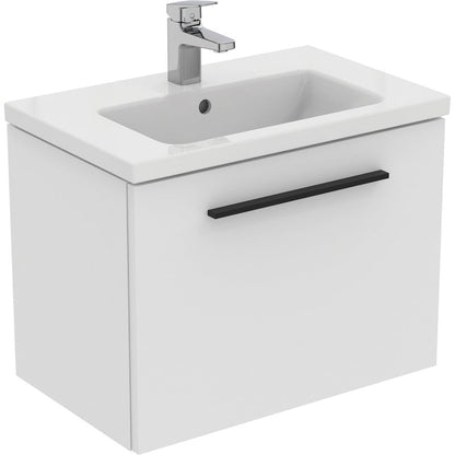 Ideal Standard i.life S Compact Wall Hung Vanity Unit with Basin Matt White with Matt Black Handle