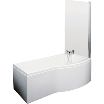 nuie B Shaped Shower Bath with Panel and Leg Se Right Hand