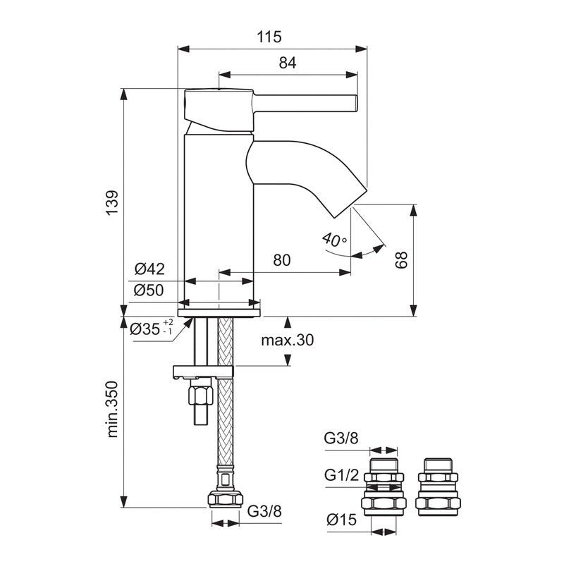 Ideal Standard Ceraline Taps Cloakroom Basin Mixer