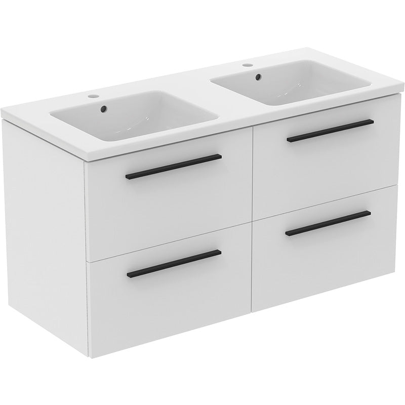 Ideal Standard i.life B 4 Drawer Wall Hung Unit with Double Basin Matt White 1200mm