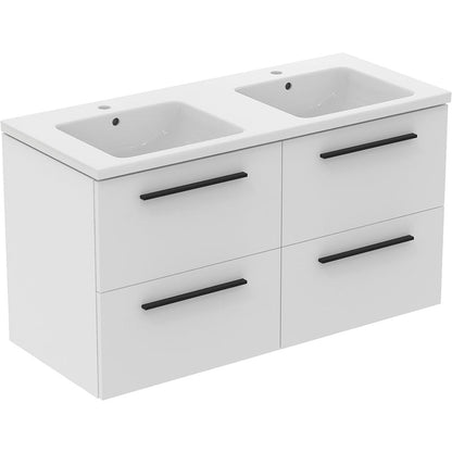 Ideal Standard i.life B 4 Drawer Wall Hung Unit with Double Basin Matt White 1200mm