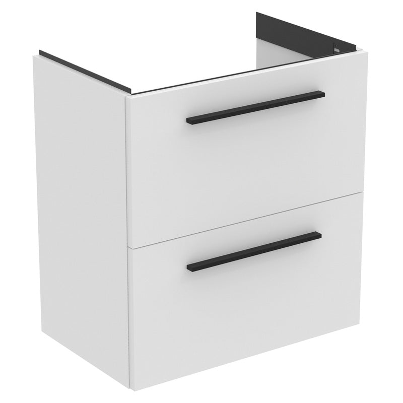 Ideal Standard i.life S Compact Wall Hung Vanity Unit with Basin Matt White  with Matt Black Handles