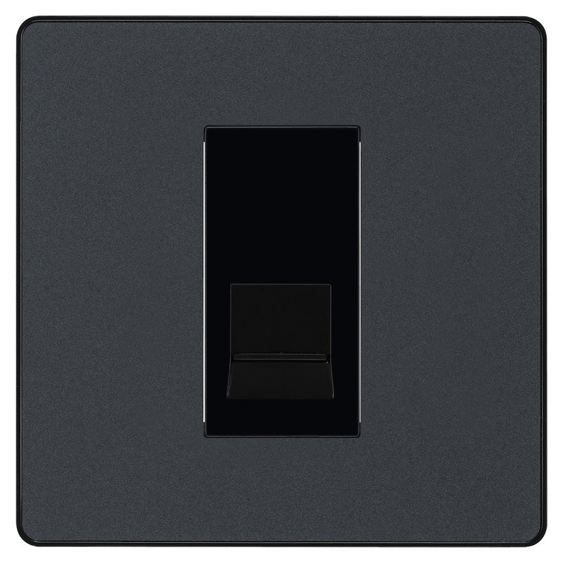 BG Evolve Matt Grey (Black Ins) Single Secondary Telephone Socket