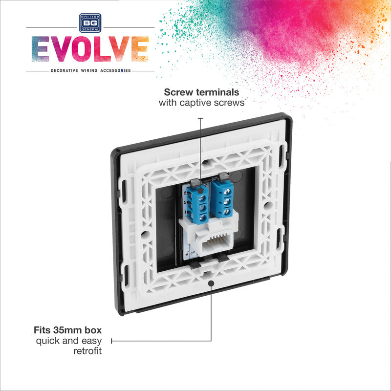 BG Evolve Matt Grey (Black Ins) Single Secondary Telephone Socket