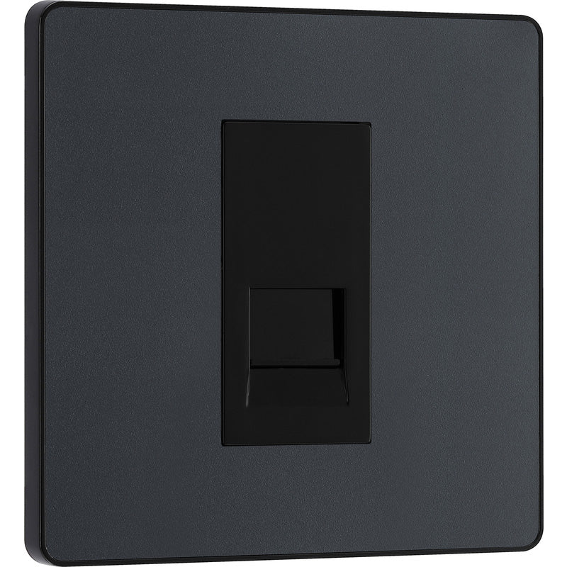BG Evolve Matt Grey (Black Ins) Single Secondary Telephone Socket