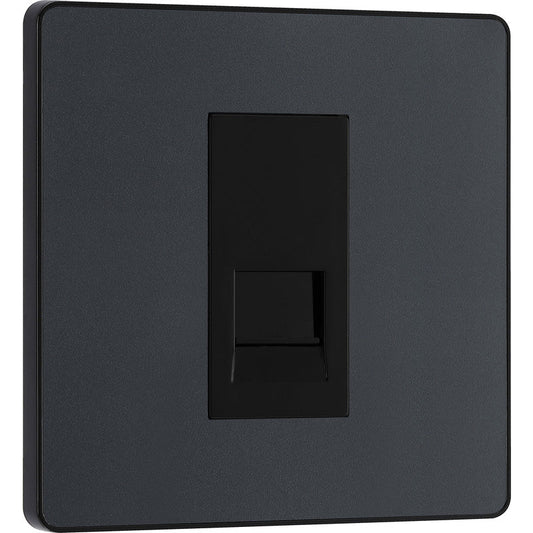 BG Evolve Matt Grey (Black Ins) Single Secondary Telephone Socket