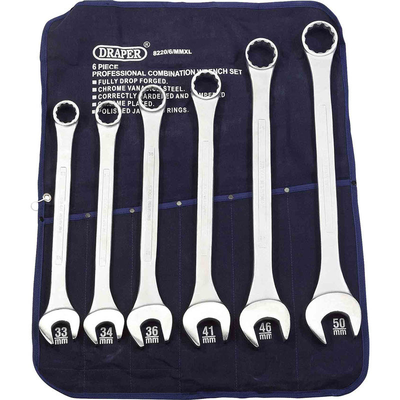 Draper Heavy Duty Long Pattern Metric Combination Spanner Set 6 Piece