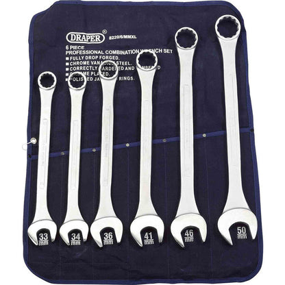 Draper Heavy Duty Long Pattern Metric Combination Spanner Set 6 Piece