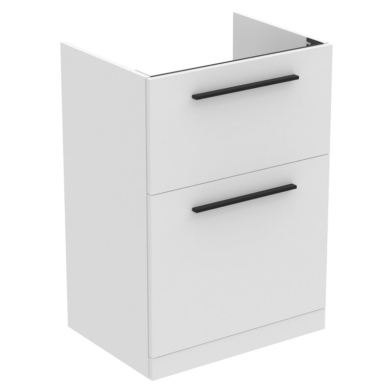 Ideal Standard i.life A Double Drawer Floor Standing Vanity Unit with Basin Matt White with Matt Black Handles